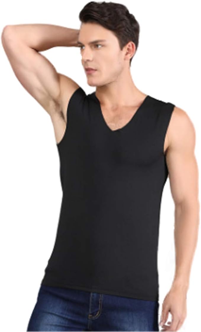 Amazon インナーシャツ メンズ タンクトップ 袖なし シームレス Vネック 1枚セット 抗菌防臭 速乾 シリーズ 切りっぱなし 肌着 L ブラック インナーシャツ 通販