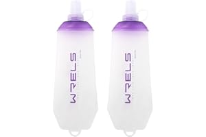 WRELS 200ml/350ml/500ml Collapsible Soft Flask,BPA Free Folding Soft Water Bottle with Hanging Ring,Lightweight TPU Hydration Flask for Running Marathon Cycling Hiking(500ml-2 Packs)