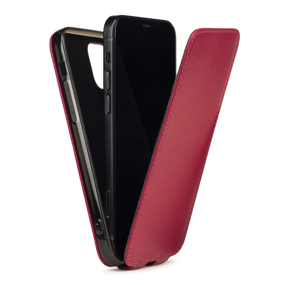 Marcel Robert - leather folio case for iPhone 12 & 12 PRO - patented model - ultra thin - made in France - [ CHERRY ]