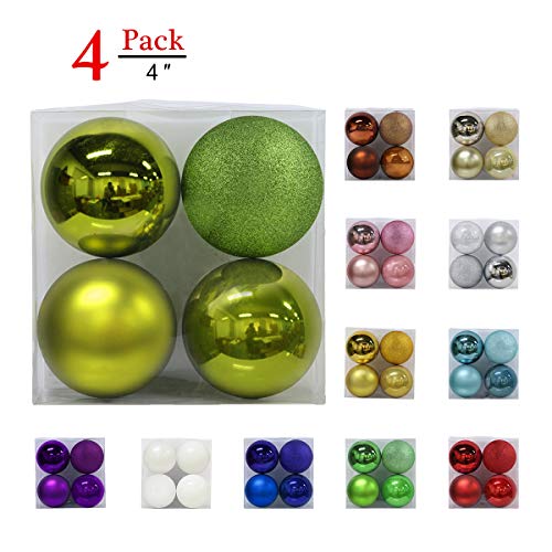 Christmas Balls Ornaments for Xmas Tree-Shatterproof Christmas Tree Decorations Large Hanging Ball Lemon Green 4.0"