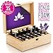 Essential Oil Box - Wooden Storage Case Holds 35 Bottles and Tall Roller Balls. Natural Pine Wood Oils Organizer. Free EO Labels & Foam Pad. Best For Keeping 5ml 10ml, 15ml & 1oz 30 ml Bottle Safe.