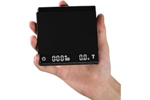 MHW-3BOMBER Mini Coffee Scale with Auto Timing, Rechargeable Espresso Scale with Timer, 2kg/0.1g High Precision Scale for Coffee Beans, Black ES6029B