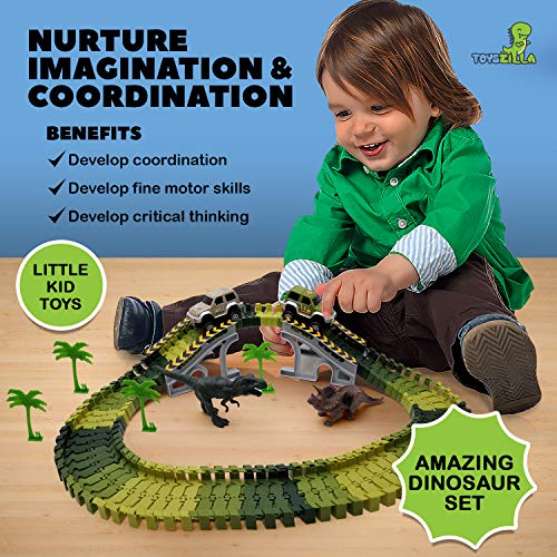 image for ToysZilla Dinosaur World Race Car Track Playset - Fully Loaded Car Tra