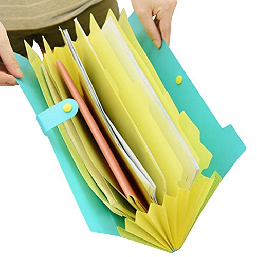 School Folders, iToolai Plastic folder with pockets 8 sections Accordion Expanding File,Blue/Yellow - Thumbnail 5