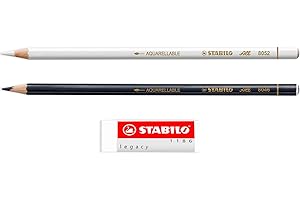 STABILO Coloured Pencil for Almost All Surfaces All - Pack of 2 - Black & White + Legacy Eraser