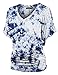 Lock and Love Women's Short Sleeve Crew Neck/V Neck Tie-Dye Dolman Tunic Top
