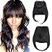 Deewin Brazilian Human Hair Clip-in Hair Bang Fringe Short Straight Hair Extension for Black Women 6-8inch (natural color)
