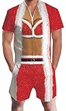 Leapparel Men Printed One Piece Jumpsuit Button/Zip Short Sleeve Pants Rompers Overalls