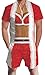 Leapparel Men Printed One Piece Jumpsuit Button/Zip Short Sleeve Pants Rompers Overalls