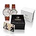 OOFIT His and Her Brown Leather Strap Golden Plated Gift Watches for Couple (Set of 2)