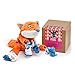 Petfactors Plush Dog Toy, Fox Pattern Stuffingless Dog Rope Toy with 2 Squeakers for Small Medium Dog Pets