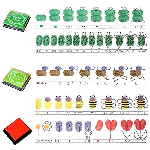 LOVOUS 20 Colors Rainbow Craft Finger Ink pads for Rubber Stamps Card Making Preschool Kids Finger Painting Training Washable Ink Pad Non-toxic - Thumbnail 5