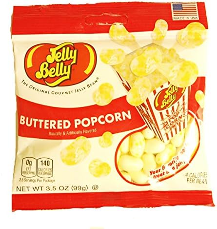 Clay Foods - Jelly Belly Jelly Beans - Summer Fun Flavors - Choose a Flavor - Bubble Gum, Cotton Candy, Hello Kitty Favorites, Popcorn, or Ice Cream Flavors (Buttered Popcorn)