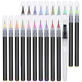 21 Watercolor Brush Pens - Soft Watercolor Markers with Flexible Brush Tips - Multiple Colors - Set of 21