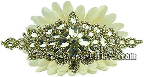 QueenDream Gold crystal applique embroidered patch