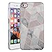 LUMARKE Wallet Case Compatible with iPhone 7, Cute Grey Pink Marble Slim-Fit TPU Clear Bumper Flexible Rubber Silicone Rugged Cover Case 4.7 inch