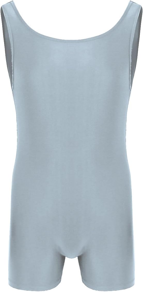 Men's One-Piece Sleeveless Unitard Tank Tops Stretchy Shorts Leotard Bodysuit