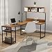 Tribesigns L-Shaped Desk with Hutch, 68 Inches Corner Computer Desk Gaming Table Workstation with Storage Bookshelf for Home Office,Dark,Walnut