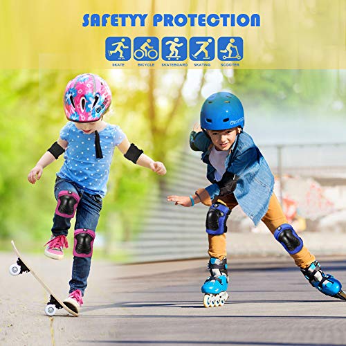 GROTTICO Toddler-Kids Knee-Elbow-Pads Wrist-Guards for Skate-Skateboard-Bike-Scooter-BMX - 3-8 Years Old Protective Gear Set