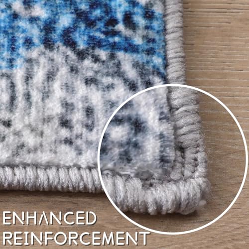 COOUS Washable Rugs for Living Room 160x230cm - Ultra Soft, Short Pile Non-Slip Non-Shedding Abstract Carpet, Stain Resistant Faux Wool for Bedroom Dining Room (Blue)