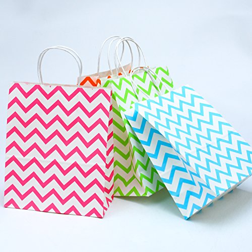 Coobey 18 Pieces Paper Bags 10.6x8.6x4.3 Inches Kraft Tote Bag Gift Bag with Handle for Birthday Tea Party Wedding and Kids Party Celebrations, 6 Colors