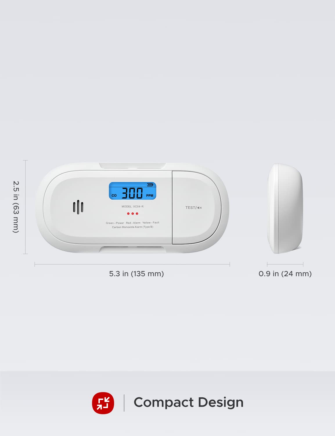 X-Sense CO Melder mit Spitzenwert Speicher, Kohlenmonoxidmelder, Akkurater Sensor mit 10 Jahre Batterie & LCD Display, TÜV Zertifiziert nach EN 50291, XC04-R 8