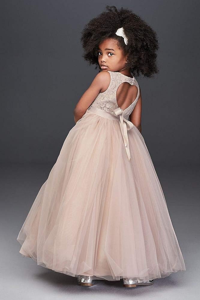 ball gown flower girl dress with heart cutout