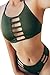 HOTAPEI Women Cut Out Vintage Pinup Strappy High Neck Bikini Swimwear S Green