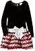 Emily West Big Girl Dropwaist Velvet to Taffeta Chevron Dress with Bow Detail