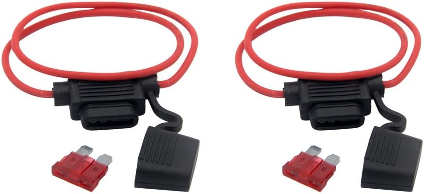 ZOOKOTOInline Fuse Holder 10A, ATC/ATO 16 AWG Gauge Copper Wire Car Auto Blade Fuse 10amp Waterproof (2 Pack