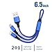 2-in-1 Lightning and Micro USB Cable [2Pack 6.5inch] COCOFU Portable Nylon Braided High Speed Charging Cable Cord Compatible with iPhone,iPad /iPod, Samsung, HTC, and More(Blue)