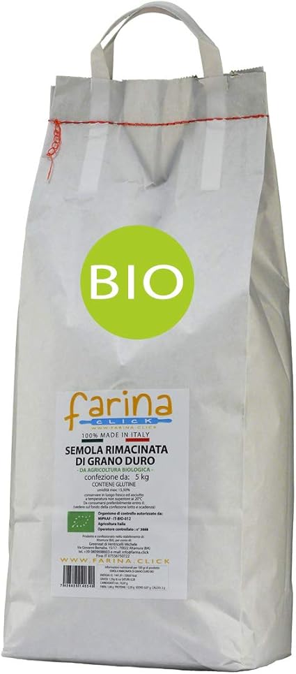 Semola rimacinata biologica di grano duro italiano bio (confezione farina da 5 kg) B01HOVIHJ8