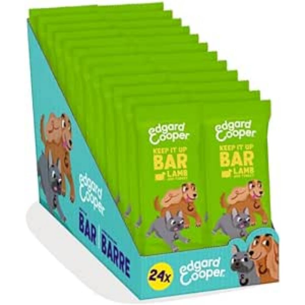 Edgard Cooper Natural Dog Treats, Lamb and Turkey Keep It Up Bar 24 x 30g bar, Grain Free, High in Protein fresh meat, full of essential amino acids for healthy insides