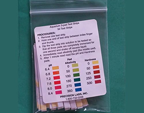 AQU 300 D 50/50 test strips for aquarium (fresh or salt water) or pond, measures pH, water hardness, alkalinity, quick – fast - accurate