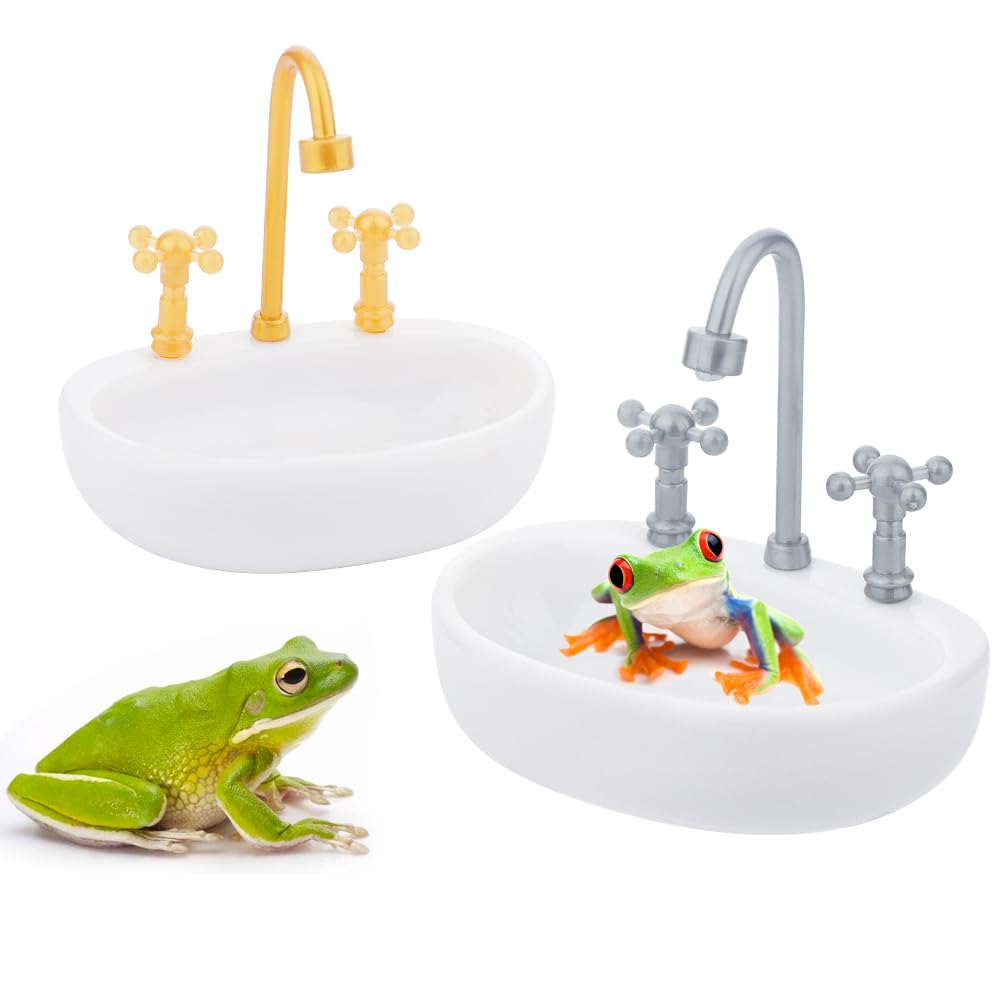 Photo 1 of 2 Pack Tree Frog Tank Accessories - Toad Habitat Decoration Reptile Creative Feeding Bowl for Toad, Tadpole, Lizard, Leopard Gecko, Hermit Crabs, Corn Snake, Spider, Scorpion, Amphibian, Aquatic