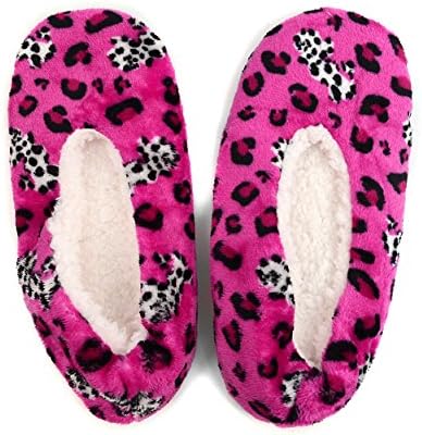 Nollia Women’s Leopard Print Sherpa Lined House Slippers Fuchsia