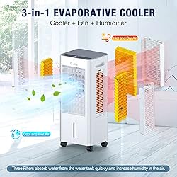 Grelife Evaporative Air Cooler, 3-IN-1 Portable Air