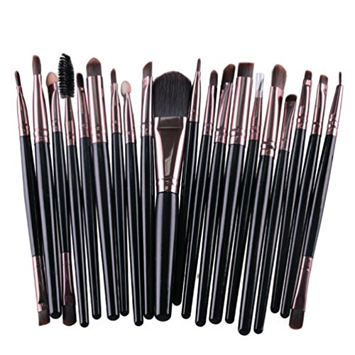 MELADYPro 20pcs Multi-function Cosmetic Powder Foundation Eyeshadow Eyeliner Lip Makeup Brushes Sets (Black-Coffee)