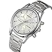 Han Shi Watch, Mens Fashion Crystal Stainless Steel Analog Quartz Wristwatch Simple Clock (Large, White)