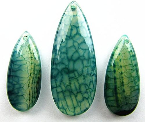 3PCS Beautiful unique green dragon veins agate teardrop pendant bead