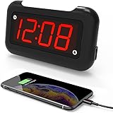 Small LED Digital Alarm Clock,Nightlight,Easy to Set and Use,0-100% Brightness Dimmer, Adjustable Volume,USB Charger Port,Sno