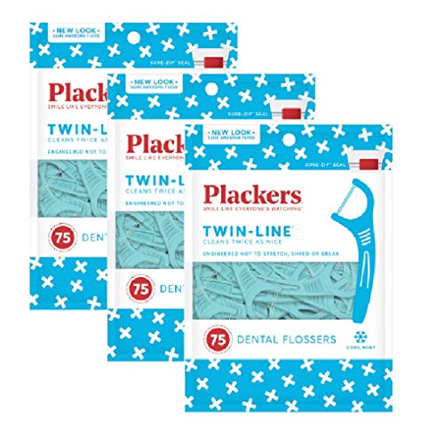 Plackers Whitening Twin Line Floss Picks - 75 ct - 3 pk