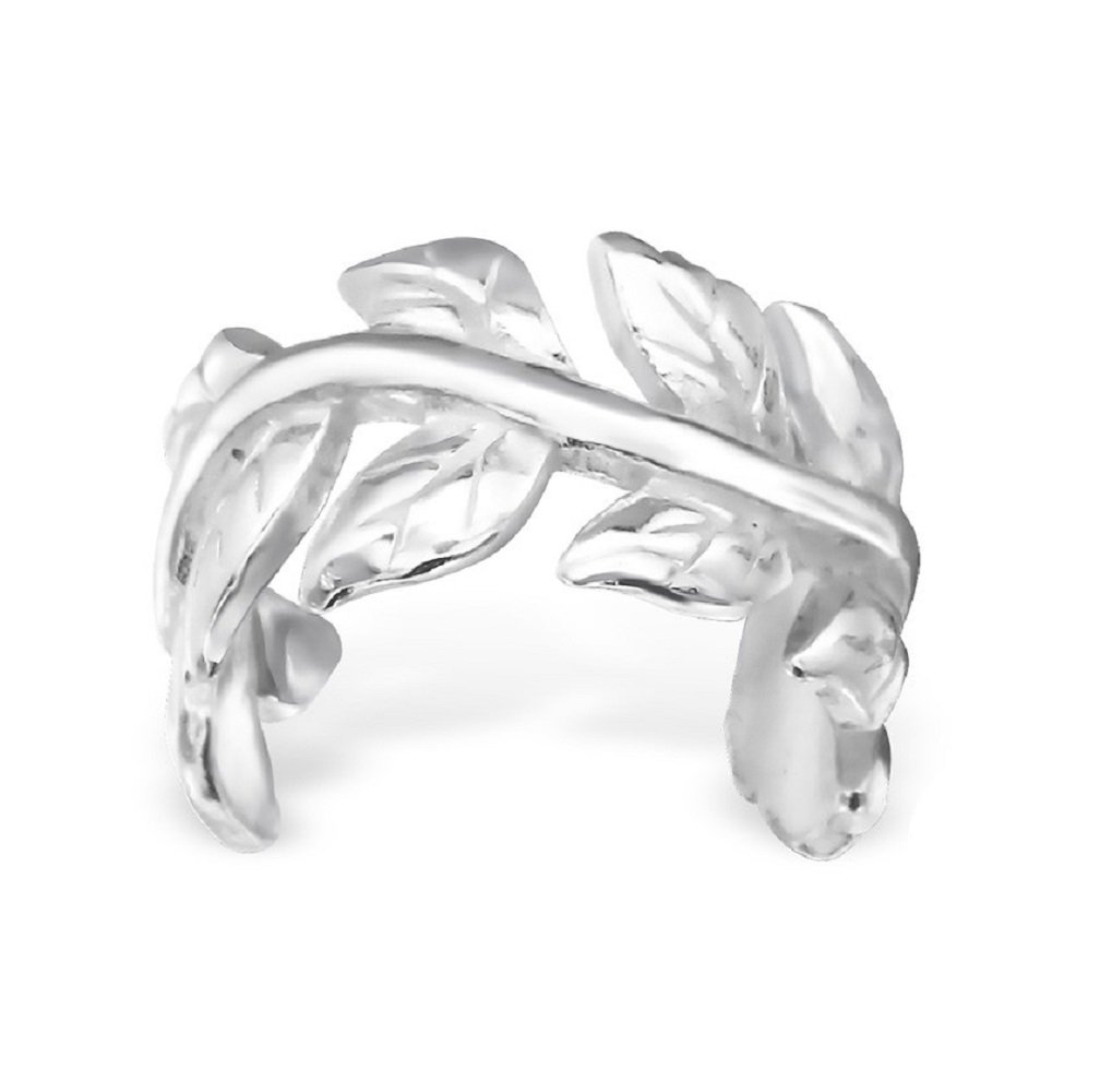 925 Sterling Silver Leaf Vine Ear Cuff – Adjustable Nature Inspired Cartilage Earring for Women & Girls