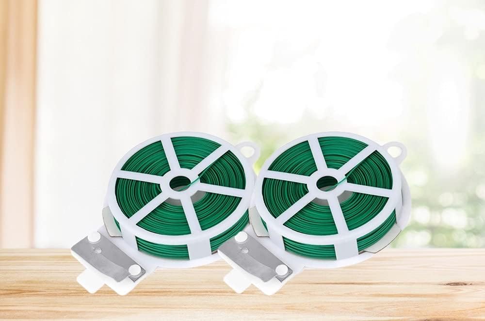 NNDM 2 Scroll Garden Tie328 feet (100m) with Coating Garden Plant Tie, Garden Twist Tie Suitable for Gardening, Residence, Office (Green)