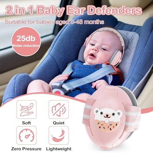 Muyohix 2 in 1 Baby Headphones, Adjustable Anti-Noise Baby Headphones, Hearing Protection for Babies from 0 to 48 Months and Children, Baby Earmuffs for Everyday and Events
