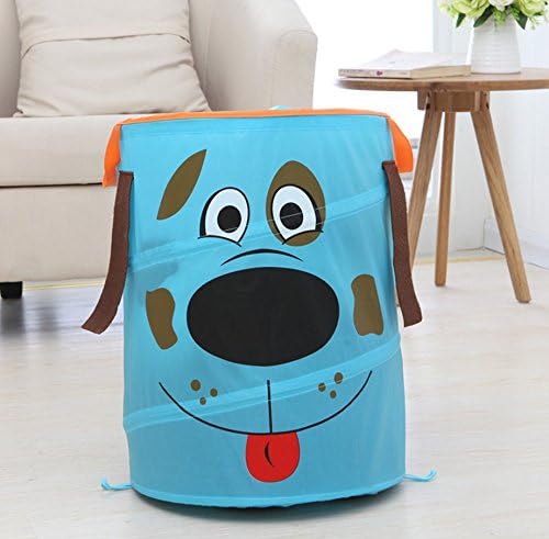 Ao blare 34x46CM Dog Animal laundry toy bucket Children's Toys Basket Storage Bucket Folding Cylinder Laundry Basket Toy Box Organizer Storage Bag (Light Blue)