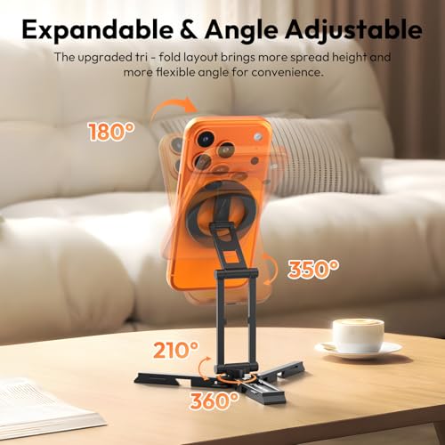 ULANZI SK29 Mini Magnetic Smartphone Tripod, Hidden Hook, 360° Rotation Mount, Foldable Cell Phone Holder, Mobile Accessories for MagSafe, Selfie Stick Tripod in Aluminium for iPhone 17/16/15/14/13/12