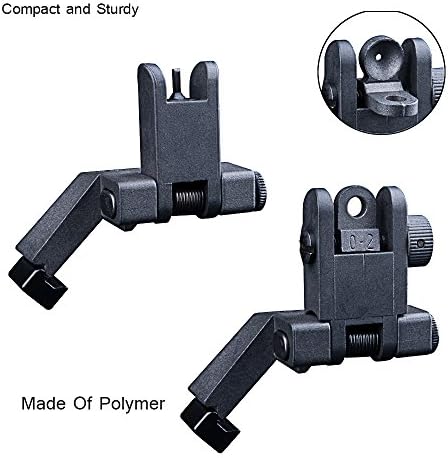 Polymer Offset Iron Sights, AR 15 Front and Rear 45 Degree Flip Up Backup Battle Sight - Picatinny Rail BUIS