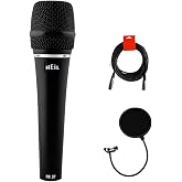 Heil PR37 Large Diameter Hand-Held Vocal Microphone with Pop Filter &amp; XLR Cable Bundle