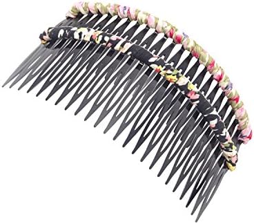Honbay 2 PCS Different Color 24 Teeth Fabric Floral Plastic Hair Comb Tuck Comb Hair Clip Hair Accessory for Women and Girls